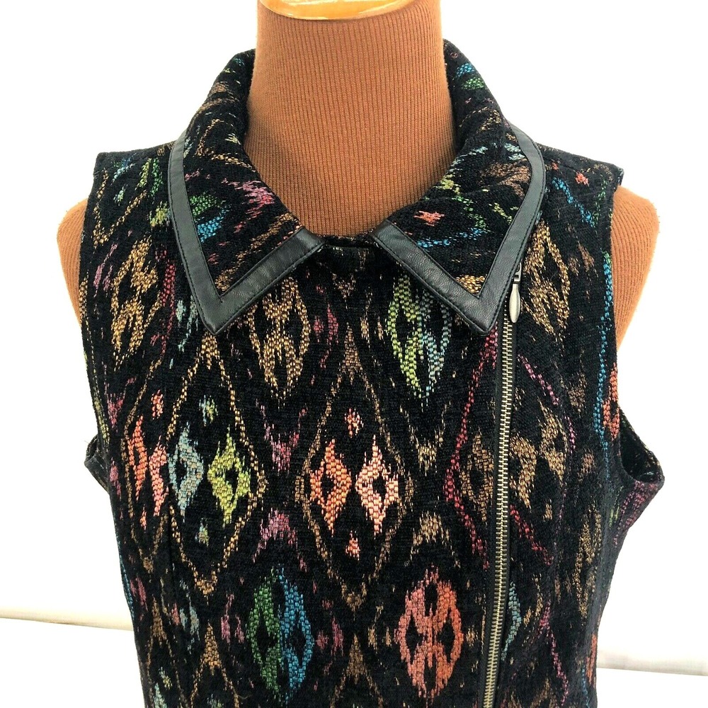 Christopher & Banks Side Zip‎ Blazer Black MultiColor Lined Woven Jacket